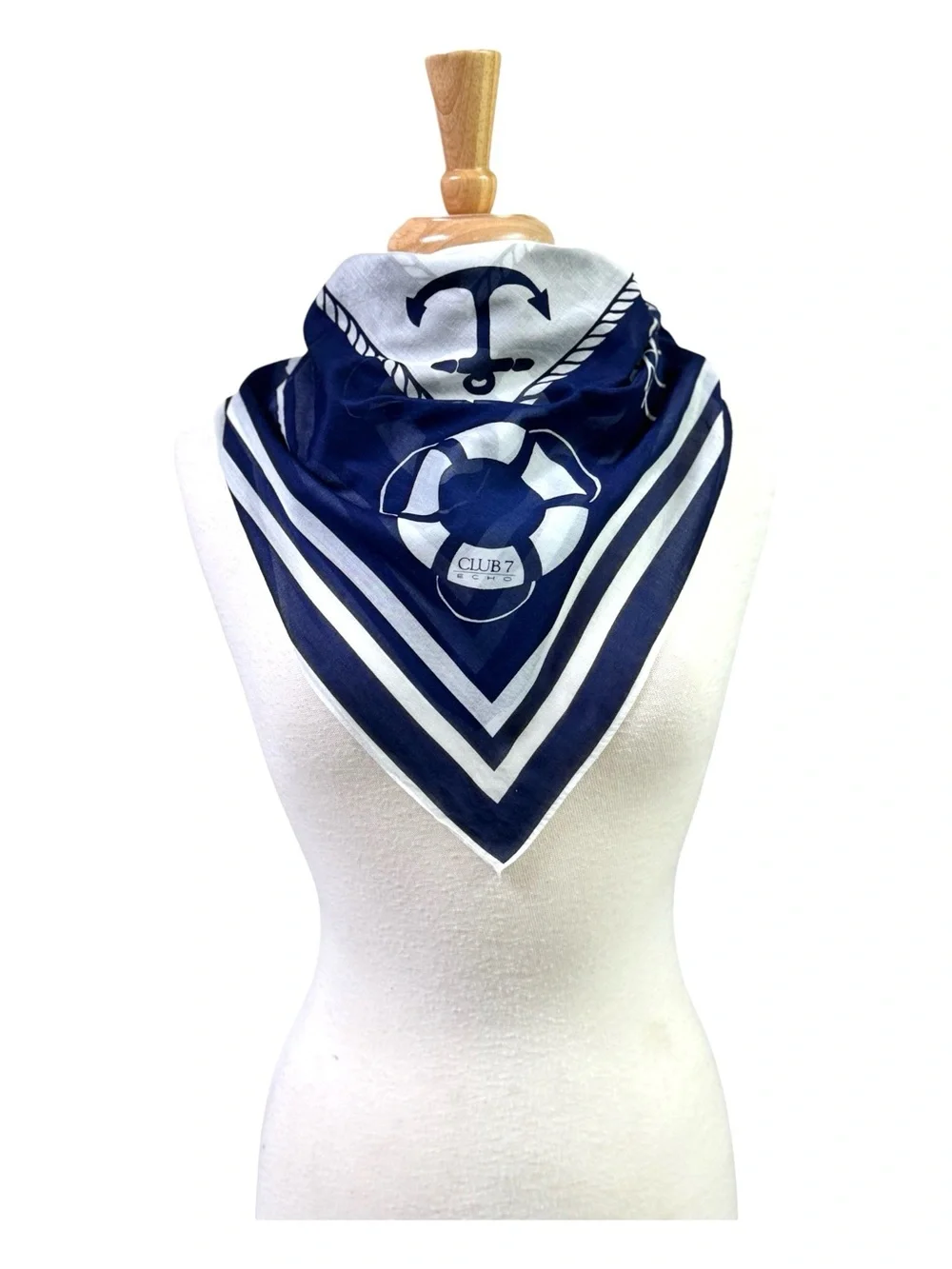 Echo Club 7 Cotton Nautical Anchor & Lifesaver Navy and White Panel